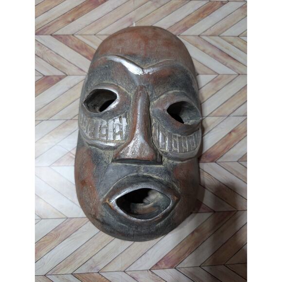 Hand Carved Ghana African Tribal Mask Detailed Face Wood Wooden 11.5 in x 8 in - Picture 1 of 10